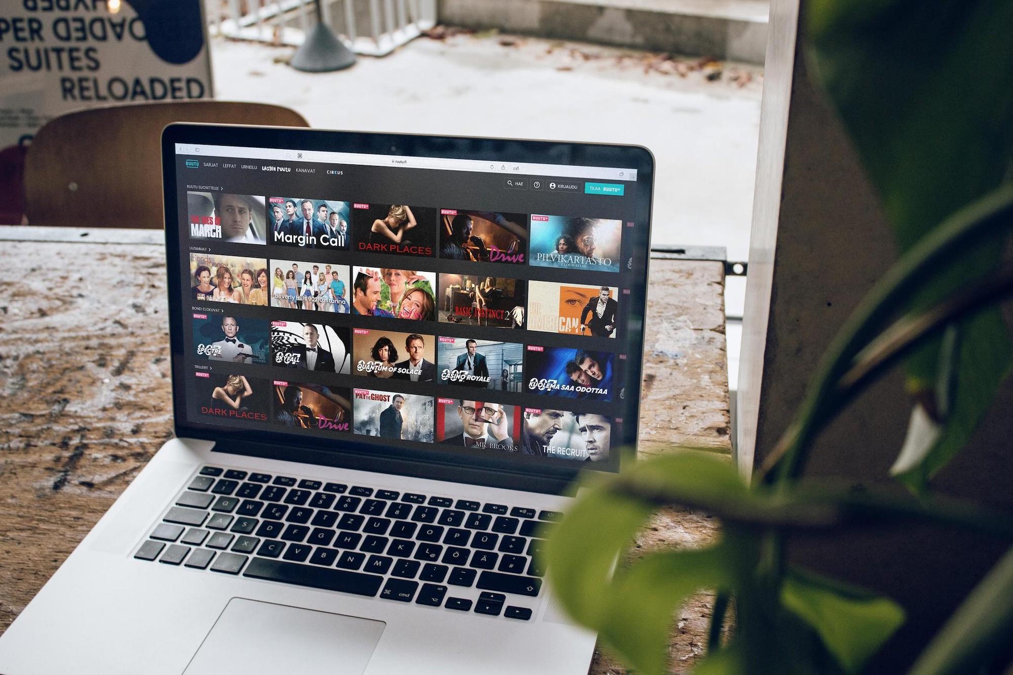 Ruutu streaming service open on a laptop