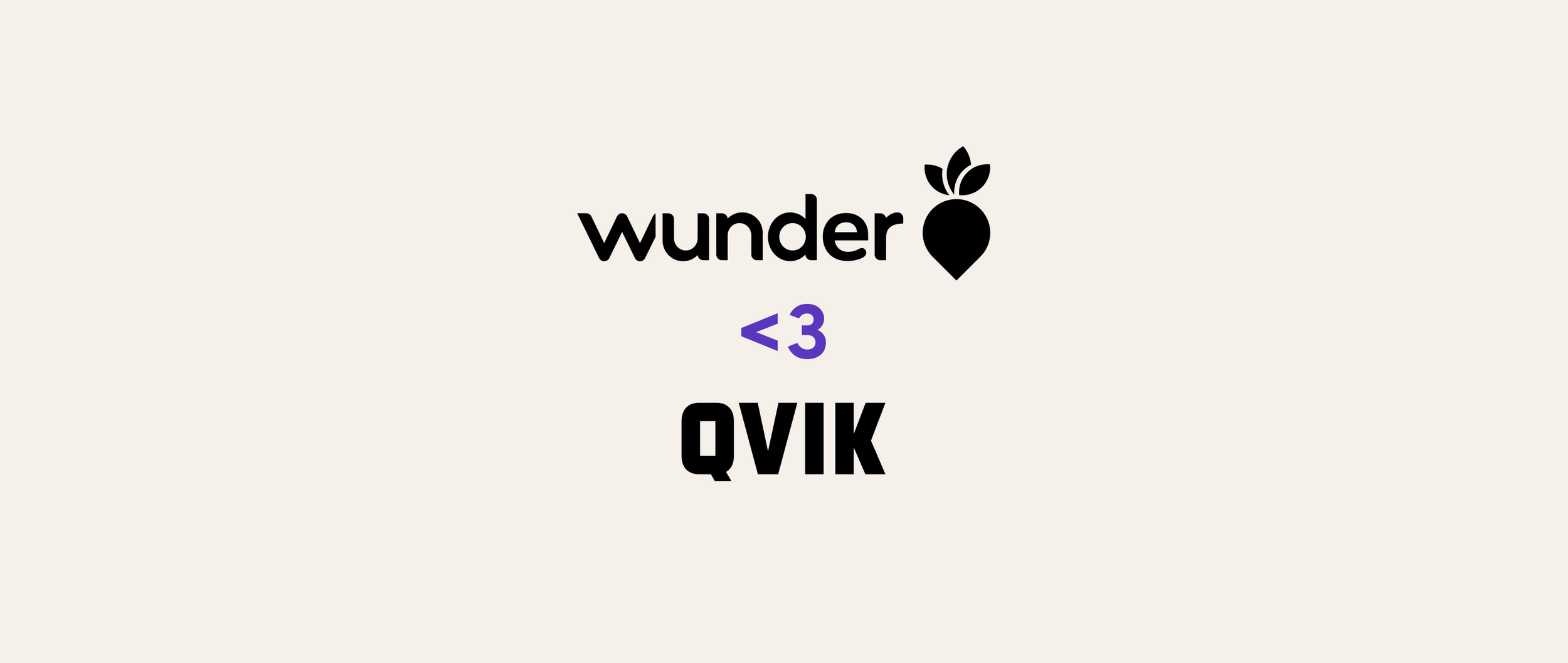 Mearra and Qvik logos with heart emoji inbetween