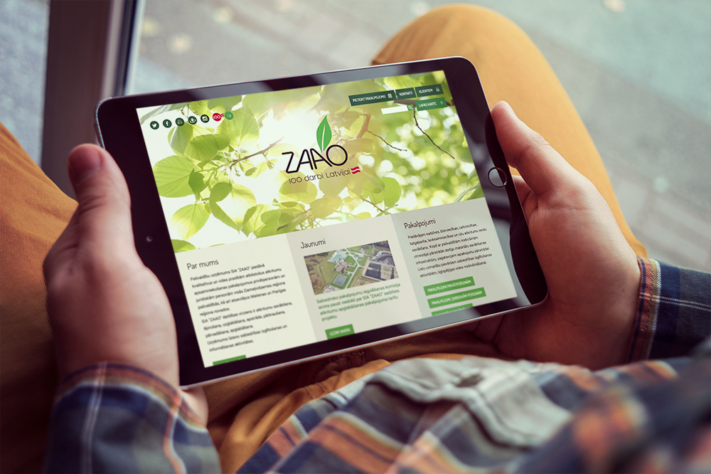ZAAO's website on a tablet screen