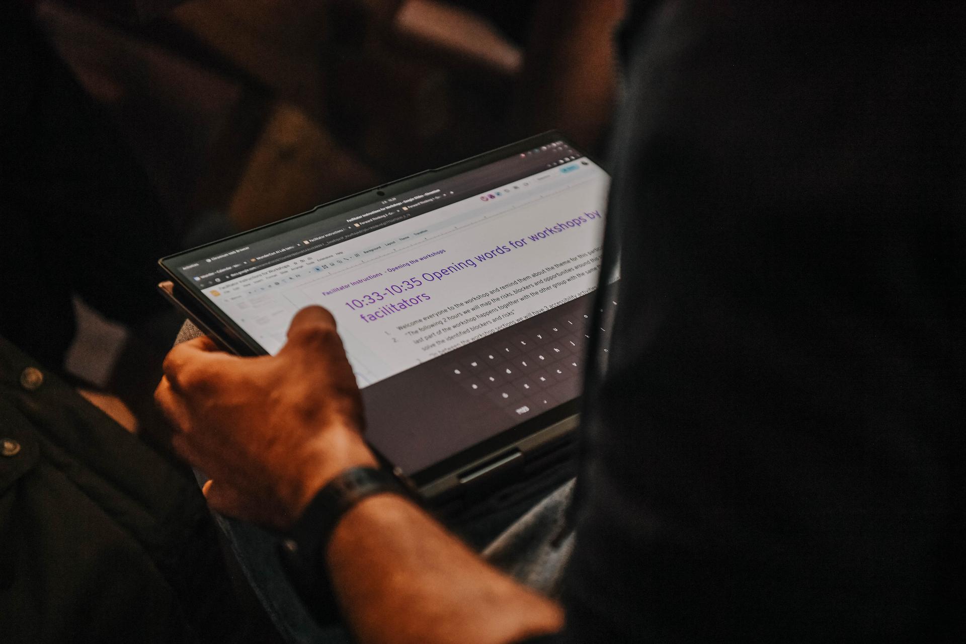 Person working on a tablet