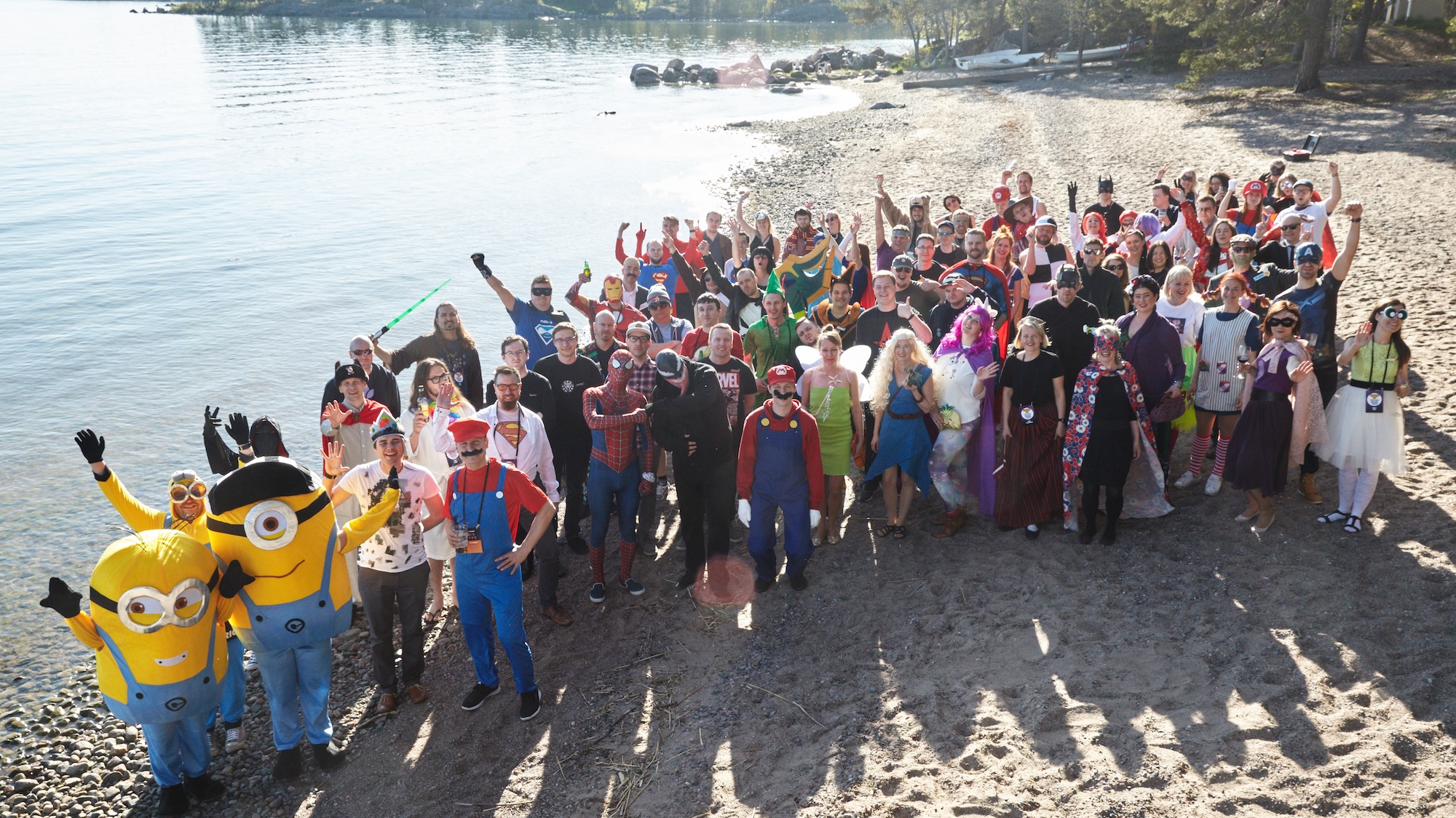 Group photo in superhero costumes