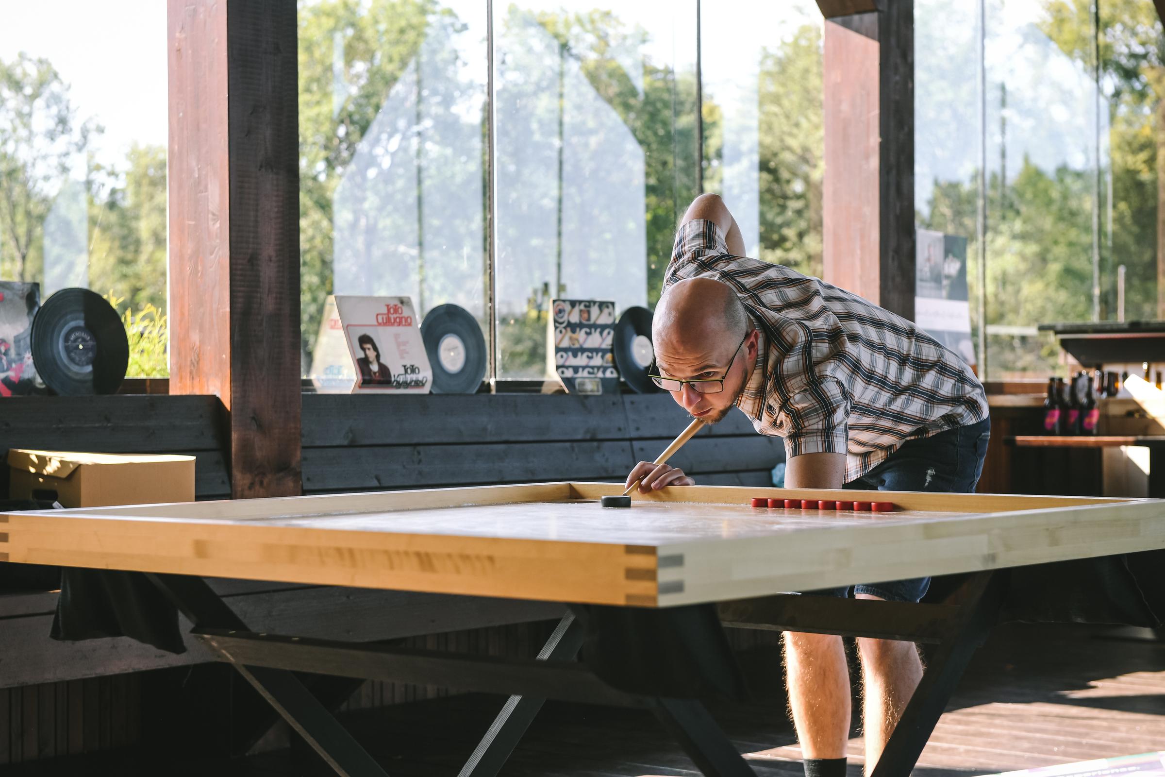 A person playing a game focused
